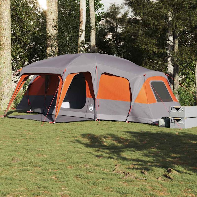 Sport si Outdoor - Camping - Corturi camping - Cort de familie cu dom veranda pentru 9 persoane, impermeabil, gri și portocaliu - Infinity.ro