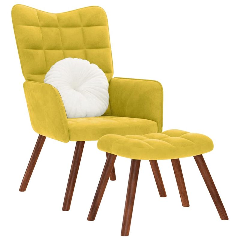 Casa si Gradina - Mobilier - Scaune si fotolii - Fotolii - Fotoliu de relaxare cu Fotoliu catifea galbena, model with stool - Infinity.ro
