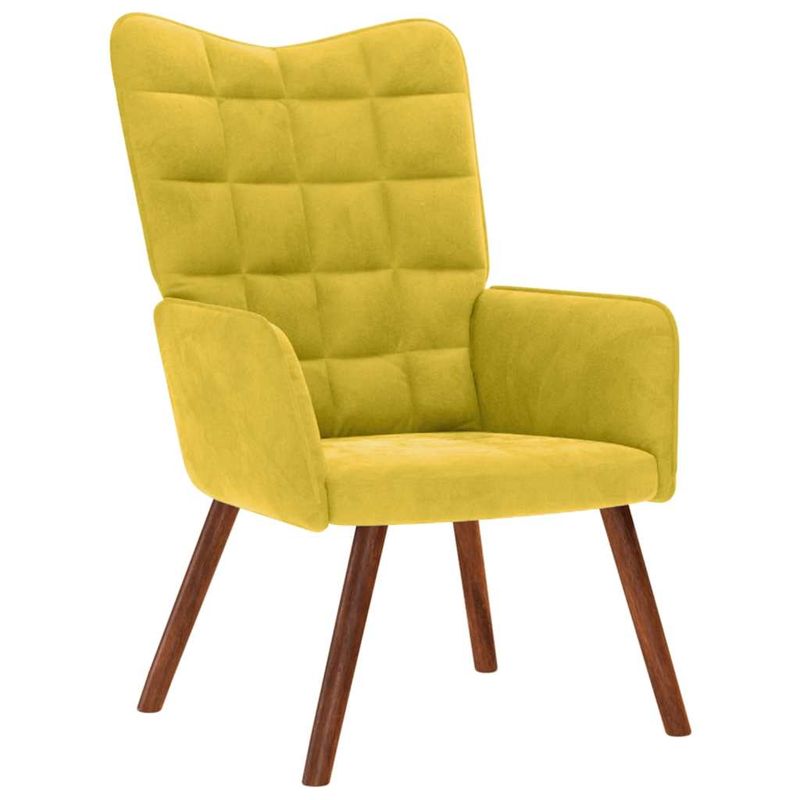 Casa si Gradina - Mobilier - Scaune si fotolii - Fotolii - Fotoliu de relaxare cu Fotoliu catifea galbena, model with stool - Infinity.ro