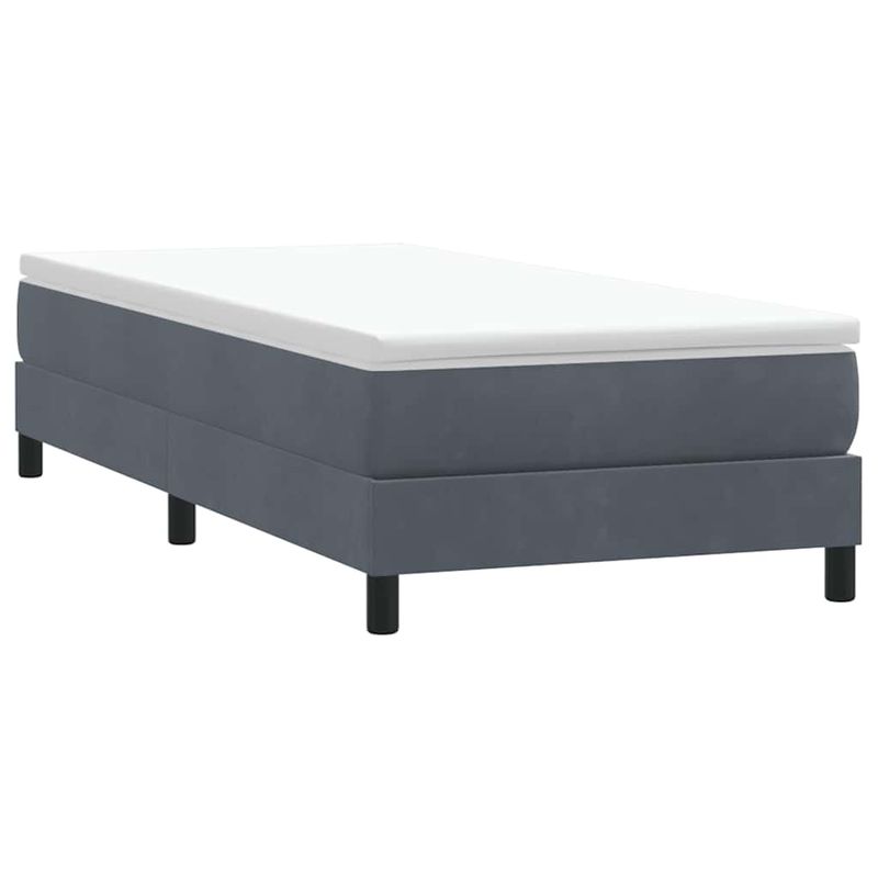 Casa si Gradina - Mobilier - Paturi si accesorii - Paturi - Pat cu arcuri fara saltea Gri inchis 100x220 cm catifea - Infinity.ro