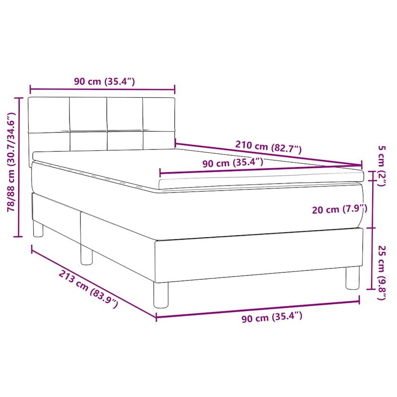 Casa si Gradina - Mobilier - Paturi si accesorii - Paturi - Pat box spring cu saltea, negru, 90x210 cm, catifea - Infinity.ro
