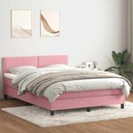Casa si Gradina - Mobilier - Paturi si accesorii - Paturi - Pat box spring cu saltea, roz, 160x220 cm, catifea - Infinity.ro