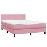 Casa si Gradina - Mobilier - Paturi si accesorii - Paturi - Pat box spring cu saltea, roz, 160x220 cm, catifea - Infinity.ro