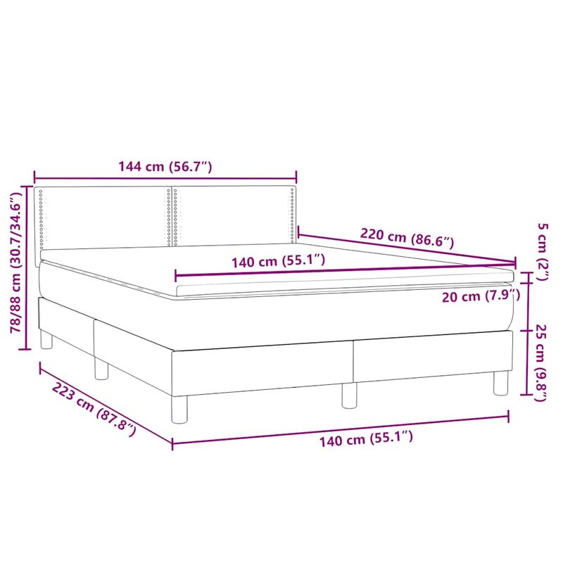Casa si Gradina - Mobilier - Paturi si accesorii - Paturi - Pat box spring cu saltea, roz, 160x220 cm, catifea - Infinity.ro