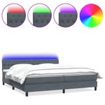Casa si Gradina - Mobilier - Paturi si accesorii - Paturi - Pat box spring cu saltea, gri inchis, 180x220 cm, catifea - Infinity.ro