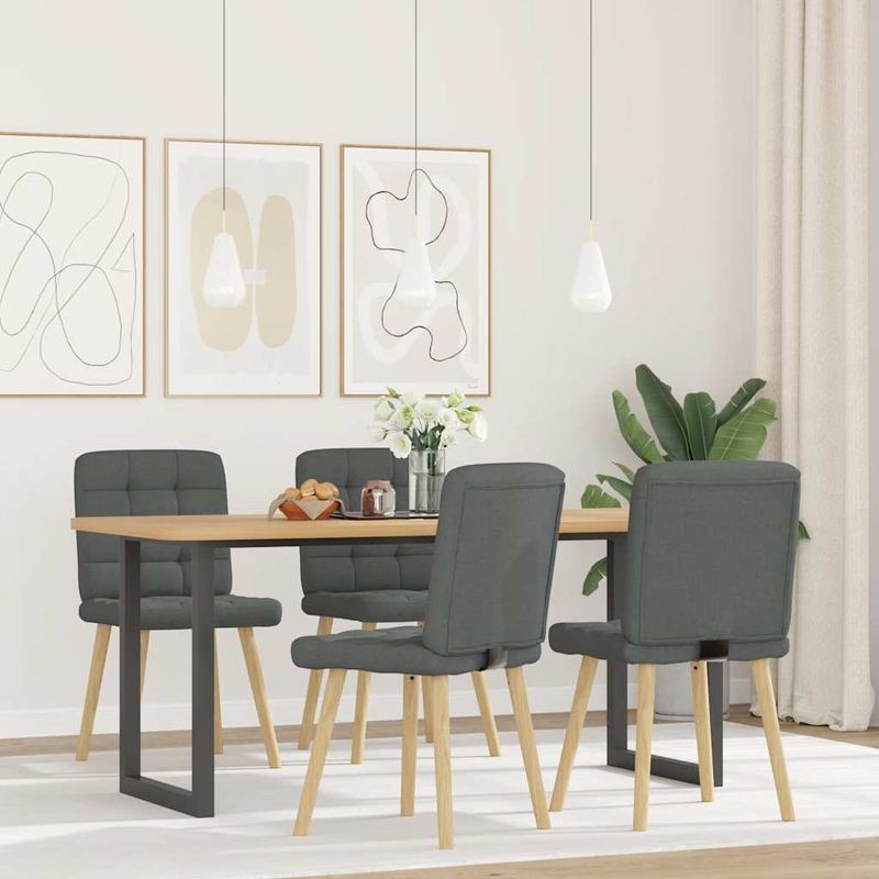 Casa si Gradina - Mobilier - Scaune si fotolii - Scaune - Scaune de bucatarie pivotante, 4 buc., gri inchis, textil - Infinity.ro