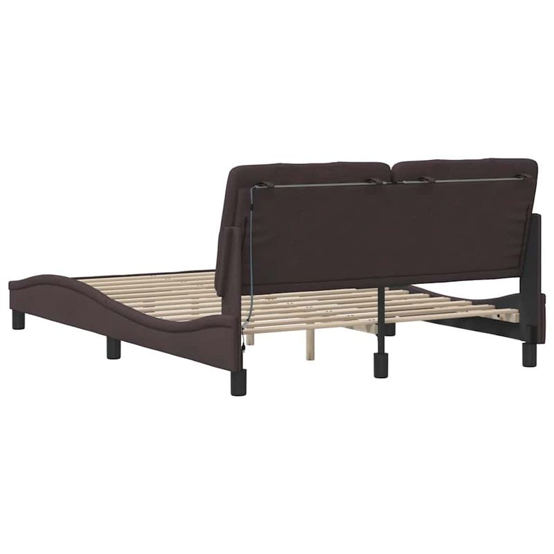 Casa si Gradina - Mobilier - Paturi si accesorii - Paturi - Cadru de pat cu LED fara saltea tesatura maro inchis 120x200 cm - Infinity.ro