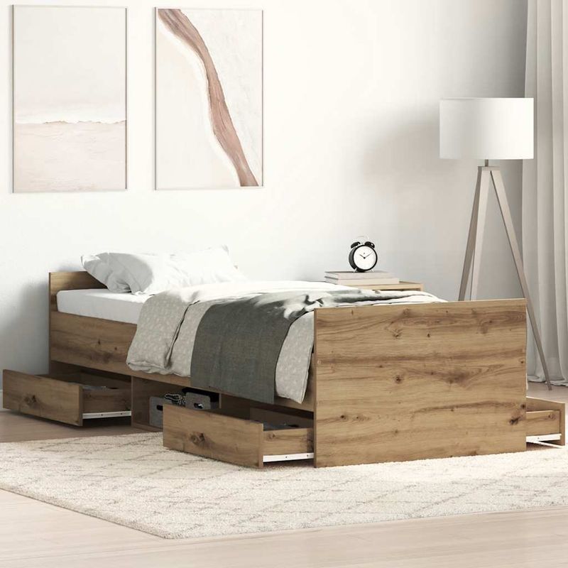 Casa si Gradina - Mobilier - Paturi si accesorii - Paturi - Cadru pat fara saltea Stejar Artisan 100x200cm Lemn prelucrat - Infinity.ro