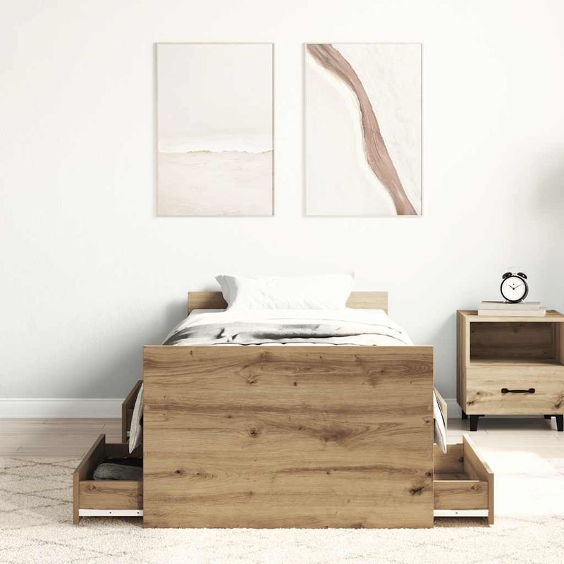 Casa si Gradina - Mobilier - Paturi si accesorii - Paturi - Cadru pat fara saltea Stejar Artisan 100x200cm Lemn prelucrat - Infinity.ro