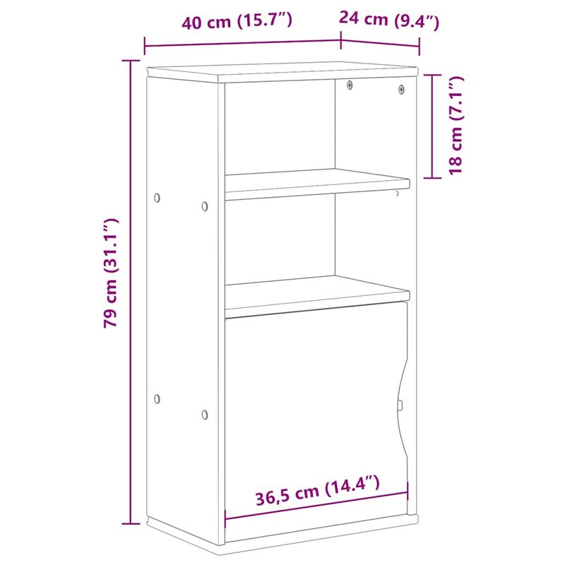 Casa si Gradina - Mobilier - Comode si corpuri - Comode - Dulap lateral „ODDA” alb 40x24x79 cm, lemn masiv de pin, model cu 1 ușă - Infinity.ro