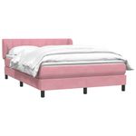 Casa si Gradina - Mobilier - Paturi si accesorii - Paturi - Pat box spring cu saltea, roz, 160x220 cm, catifea - Infinity.ro