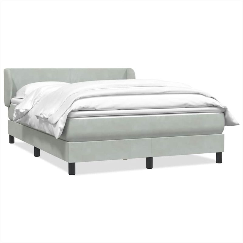 Casa si Gradina - Mobilier - Paturi si accesorii - Paturi - Pat box spring cu saltea, gri deschis, 160x210 cm, catifea - Infinity.ro