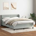 Casa si Gradina - Mobilier - Paturi si accesorii - Paturi - Pat box spring cu saltea, gri deschis, 160x210 cm, catifea - Infinity.ro