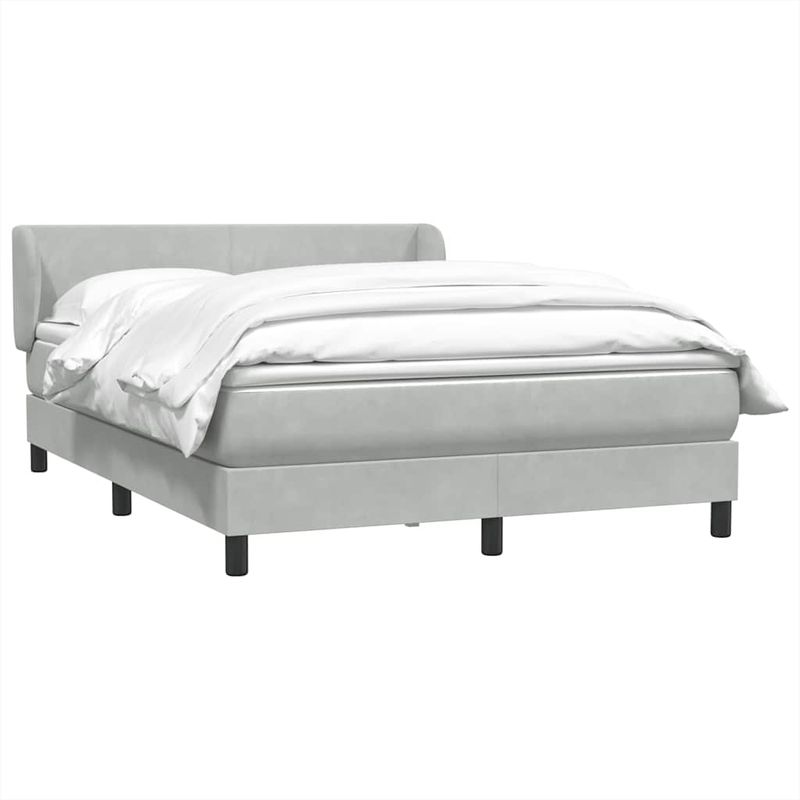 Casa si Gradina - Mobilier - Paturi si accesorii - Paturi - Pat box spring cu saltea, gri deschis, 160x210 cm, catifea - Infinity.ro