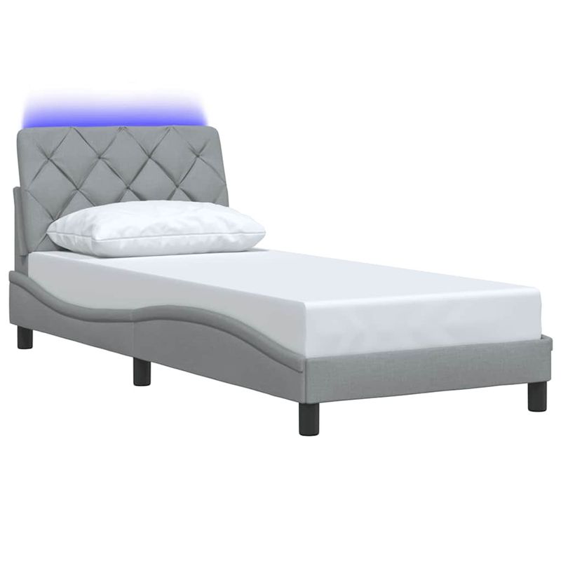 Casa si Gradina - Mobilier - Paturi si accesorii - Paturi - Cadru de pat cu LED fara saltea tesatura gri deschis 90x200 cm - Infinity.ro