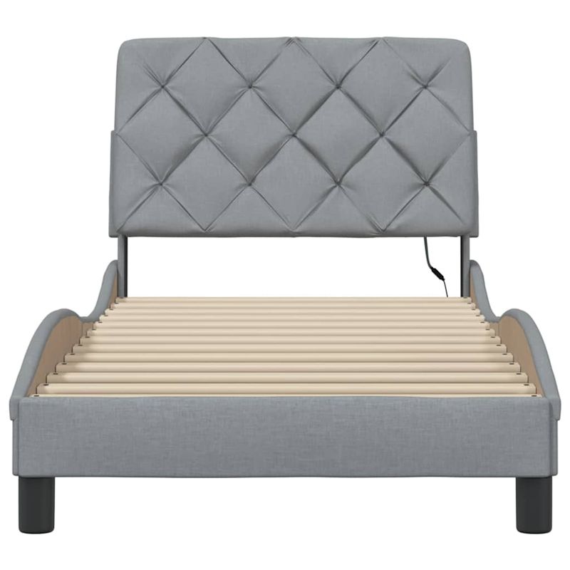 Casa si Gradina - Mobilier - Paturi si accesorii - Paturi - Cadru de pat cu LED fara saltea tesatura gri deschis 90x200 cm - Infinity.ro