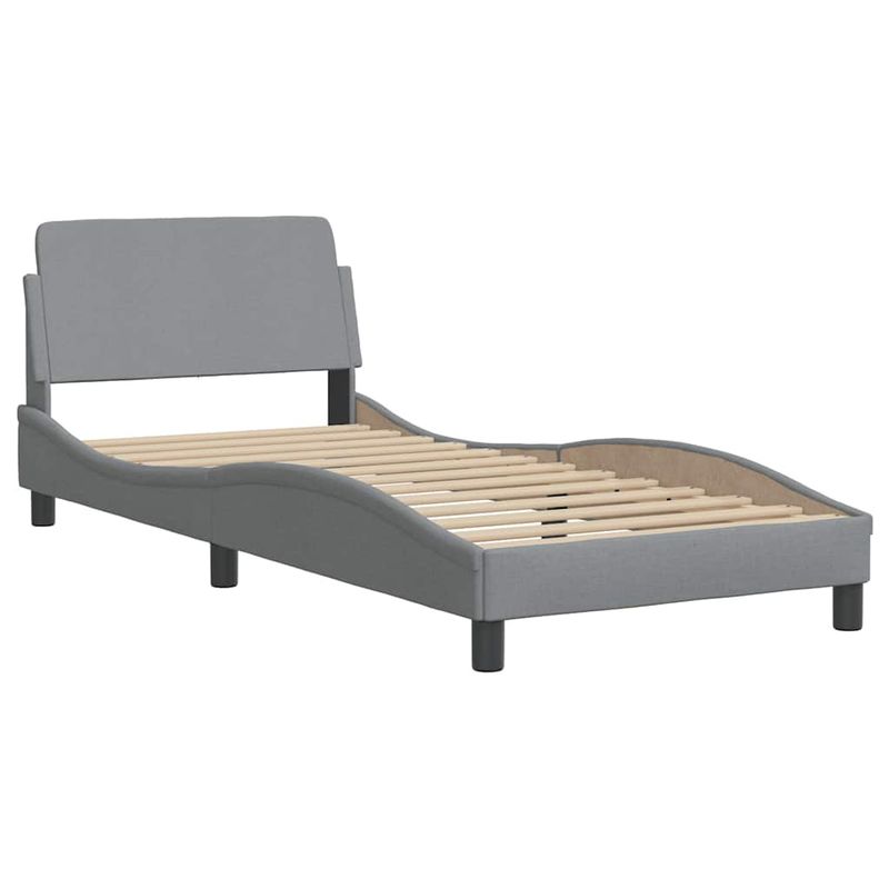 Casa si Gradina - Mobilier - Paturi si accesorii - Paturi - Cadru de pat cu LED fara saltea tesatura gri deschis 90x200 cm - Infinity.ro