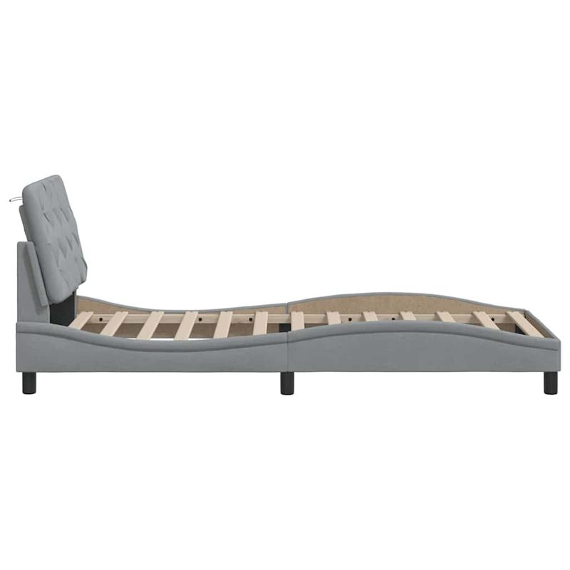 Casa si Gradina - Mobilier - Paturi si accesorii - Paturi - Cadru de pat cu LED fara saltea tesatura gri deschis 90x200 cm - Infinity.ro