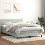 Casa si Gradina - Mobilier - Paturi si accesorii - Paturi - Pat box spring cu saltea, gri deschis, 160x210 cm, catifea - Infinity.ro