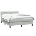 Casa si Gradina - Mobilier - Paturi si accesorii - Paturi - Pat box spring cu saltea, gri deschis, 160x210 cm, catifea - Infinity.ro