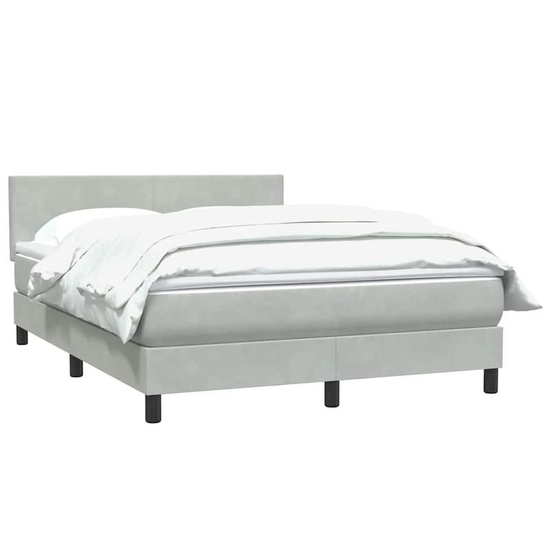 Casa si Gradina - Mobilier - Paturi si accesorii - Paturi - Pat box spring cu saltea, gri deschis, 160x210 cm, catifea - Infinity.ro