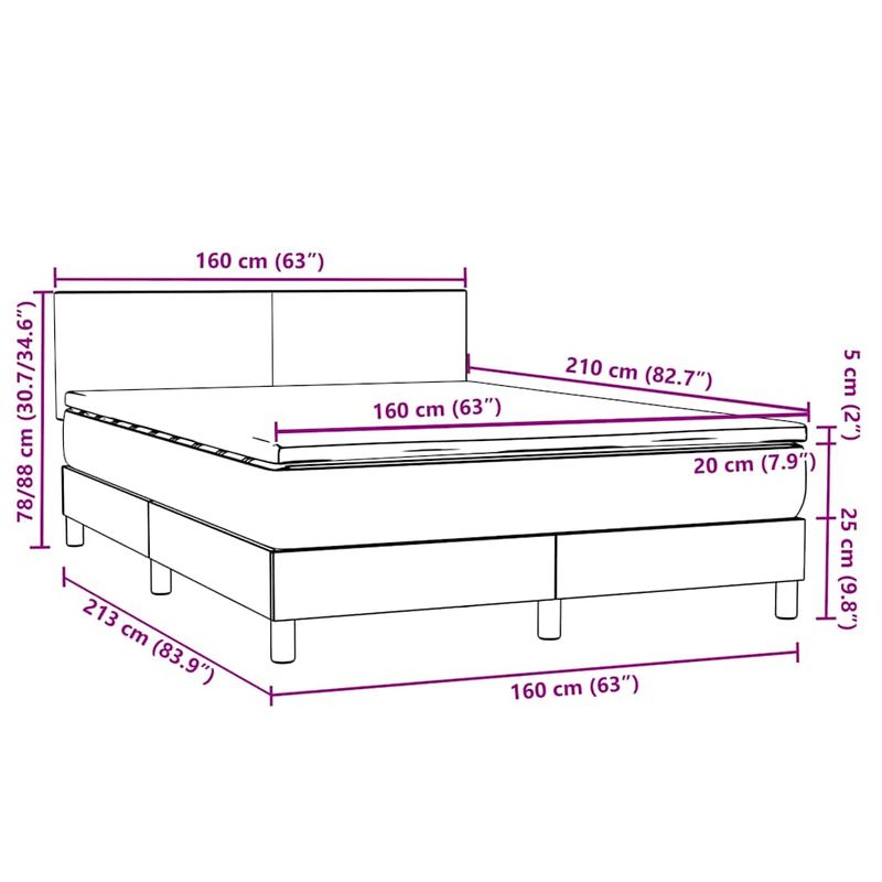 Casa si Gradina - Mobilier - Paturi si accesorii - Paturi - Pat box spring cu saltea, gri deschis, 160x210 cm, catifea - Infinity.ro