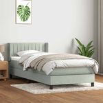 Casa si Gradina - Mobilier - Paturi si accesorii - Paturi - Pat box spring cu saltea, gri deschis, 80x220 cm, catifea - Infinity.ro