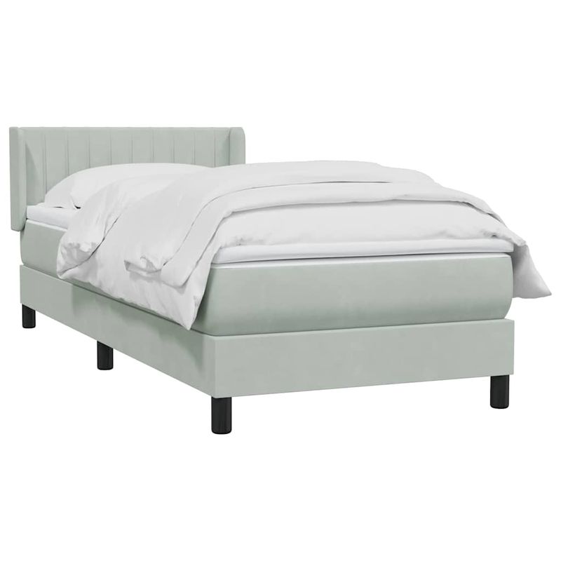Casa si Gradina - Mobilier - Paturi si accesorii - Paturi - Pat box spring cu saltea, gri deschis, 80x220 cm, catifea - Infinity.ro