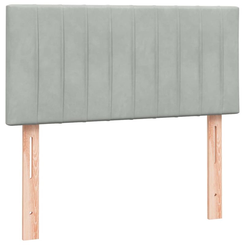 Casa si Gradina - Mobilier - Paturi si accesorii - Paturi - Pat box spring cu saltea, gri deschis, 80x220 cm, catifea - Infinity.ro