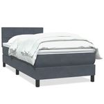 Casa si Gradina - Mobilier - Paturi si accesorii - Paturi - Pat box spring cu saltea, gri inchis, 80x220 cm, catifea - Infinity.ro