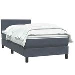 Casa si Gradina - Mobilier - Paturi si accesorii - Paturi - Pat box spring cu saltea, gri inchis, 80x220 cm, catifea - Infinity.ro
