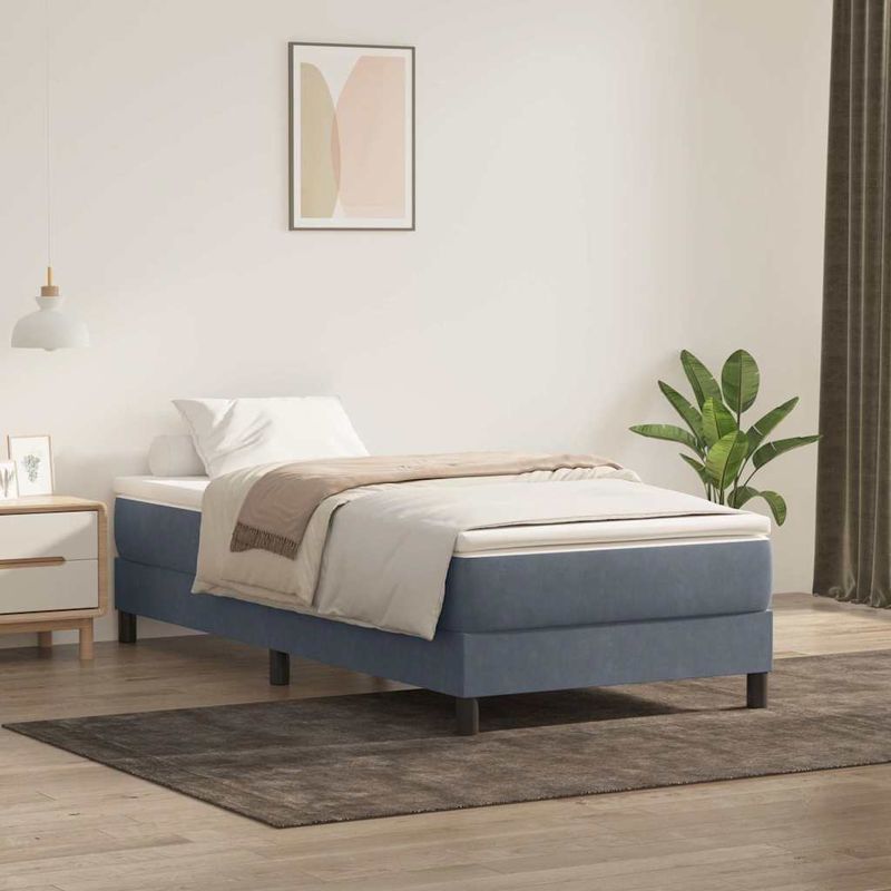 Casa si Gradina - Mobilier - Paturi si accesorii - Paturi - Pat cu arcuri fara saltea Gri inchis 90x210 cm catifea - Infinity.ro
