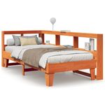 Casa si Gradina - Mobilier - Paturi si accesorii - Paturi - Pat cu biblioteca fara saltea, maro, 90x200 cm, lemn masiv pin - Infinity.ro