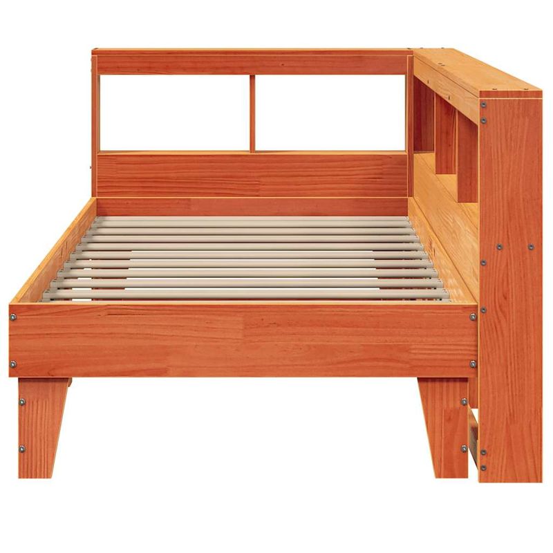 Casa si Gradina - Mobilier - Paturi si accesorii - Paturi - Pat cu biblioteca fara saltea, maro, 90x200 cm, lemn masiv pin - Infinity.ro