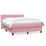 Casa si Gradina - Mobilier - Paturi si accesorii - Paturi - Pat box spring cu saltea, roz, 140x220 cm, catifea - Infinity.ro