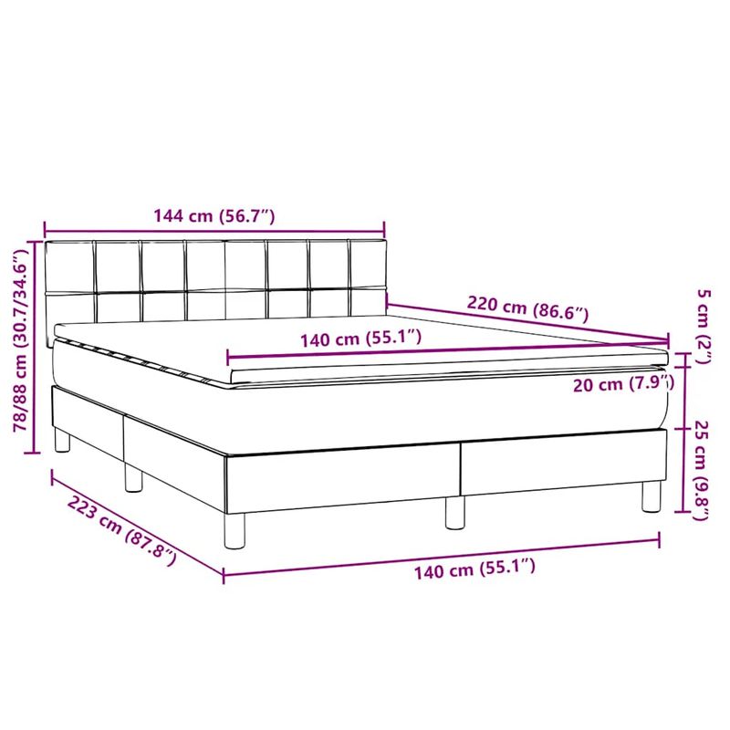 Casa si Gradina - Mobilier - Paturi si accesorii - Paturi - Pat box spring cu saltea, roz, 140x220 cm, catifea - Infinity.ro