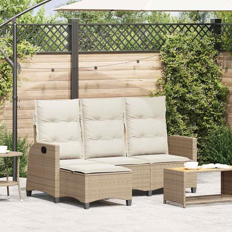 Casa si Gradina - Gradina si terasa - Mobilier exterior - Canapele si fotolii gradina - Canapea gradina inclinabila cu perne forma de L, polirattan bej, pernă șezut alb crem - Infinity.ro