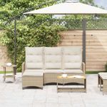 Casa si Gradina - Gradina si terasa - Mobilier exterior - Canapele si fotolii gradina - Canapea gradina inclinabila cu perne forma de L, polirattan bej, pernă șezut alb crem - Infinity.ro