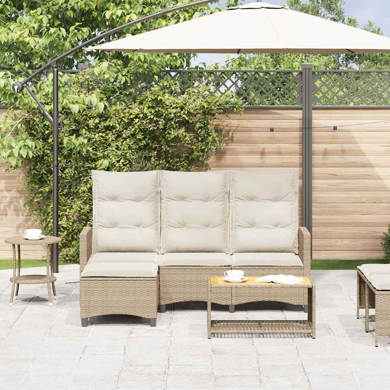 Casa si Gradina - Gradina si terasa - Mobilier exterior - Canapele si fotolii gradina - Canapea gradina inclinabila cu perne forma de L, polirattan bej, pernă șezut alb crem - Infinity.ro