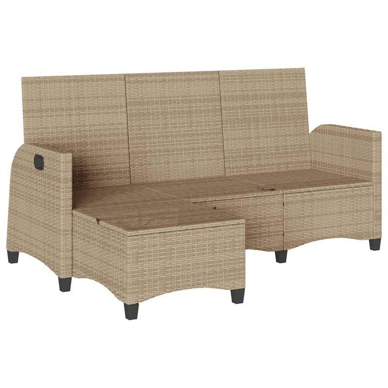 Casa si Gradina - Gradina si terasa - Mobilier exterior - Canapele si fotolii gradina - Canapea gradina inclinabila cu perne forma de L, polirattan bej, pernă șezut alb crem - Infinity.ro