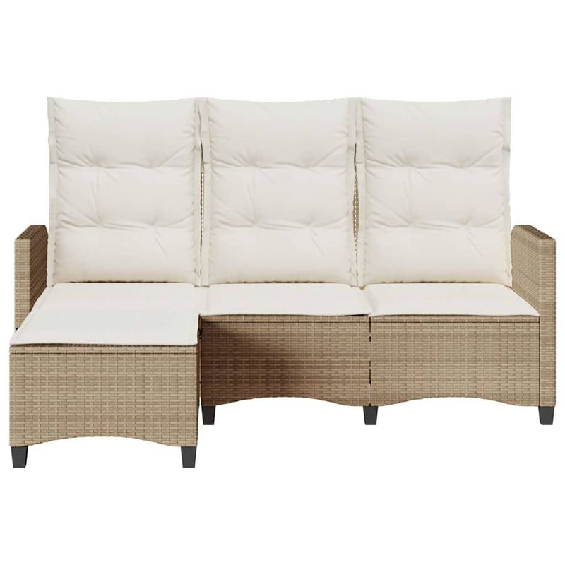 Casa si Gradina - Gradina si terasa - Mobilier exterior - Canapele si fotolii gradina - Canapea gradina inclinabila cu perne forma de L, polirattan bej, pernă șezut alb crem - Infinity.ro