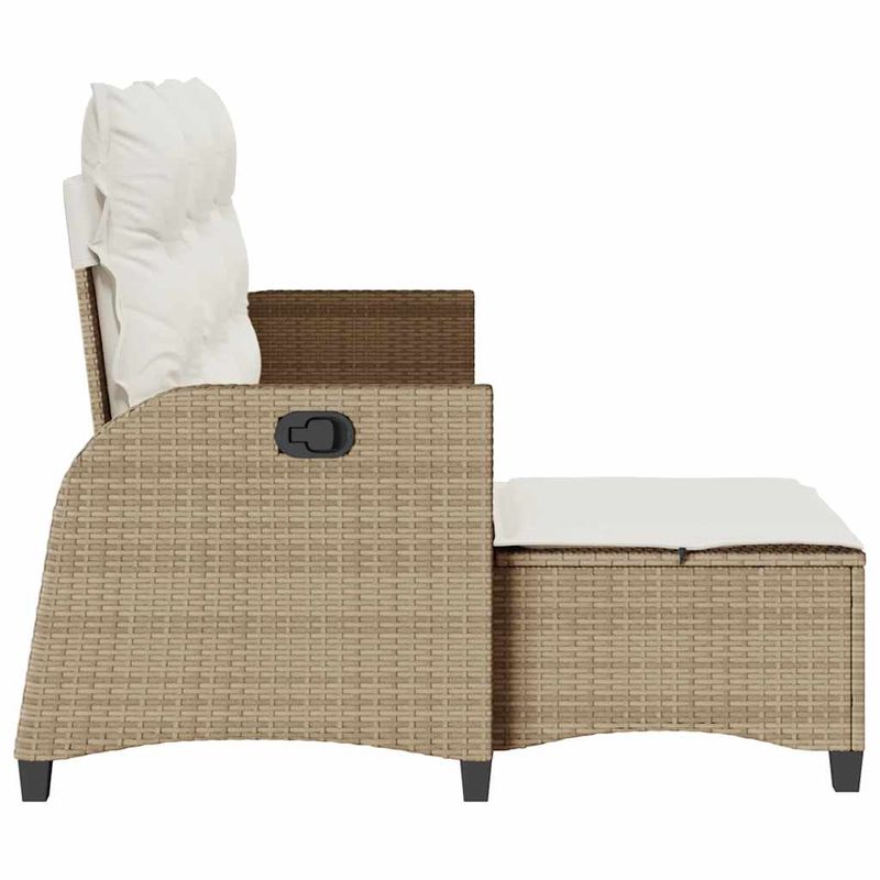 Casa si Gradina - Gradina si terasa - Mobilier exterior - Canapele si fotolii gradina - Canapea gradina inclinabila cu perne forma de L, polirattan bej, pernă șezut alb crem - Infinity.ro