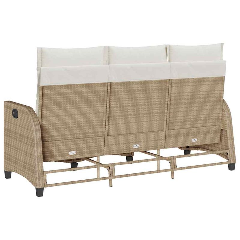 Casa si Gradina - Gradina si terasa - Mobilier exterior - Canapele si fotolii gradina - Canapea gradina inclinabila cu perne forma de L, polirattan bej, pernă șezut alb crem - Infinity.ro