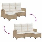 Casa si Gradina - Gradina si terasa - Mobilier exterior - Canapele si fotolii gradina - Canapea gradina inclinabila cu perne forma de L, polirattan bej, pernă șezut alb crem - Infinity.ro