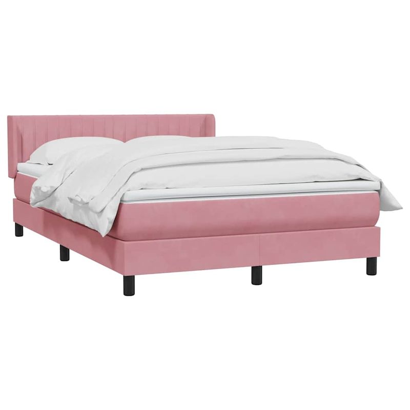 Casa si Gradina - Mobilier - Paturi si accesorii - Paturi - Pat box spring cu saltea, roz, 160x210 cm, catifea - Infinity.ro
