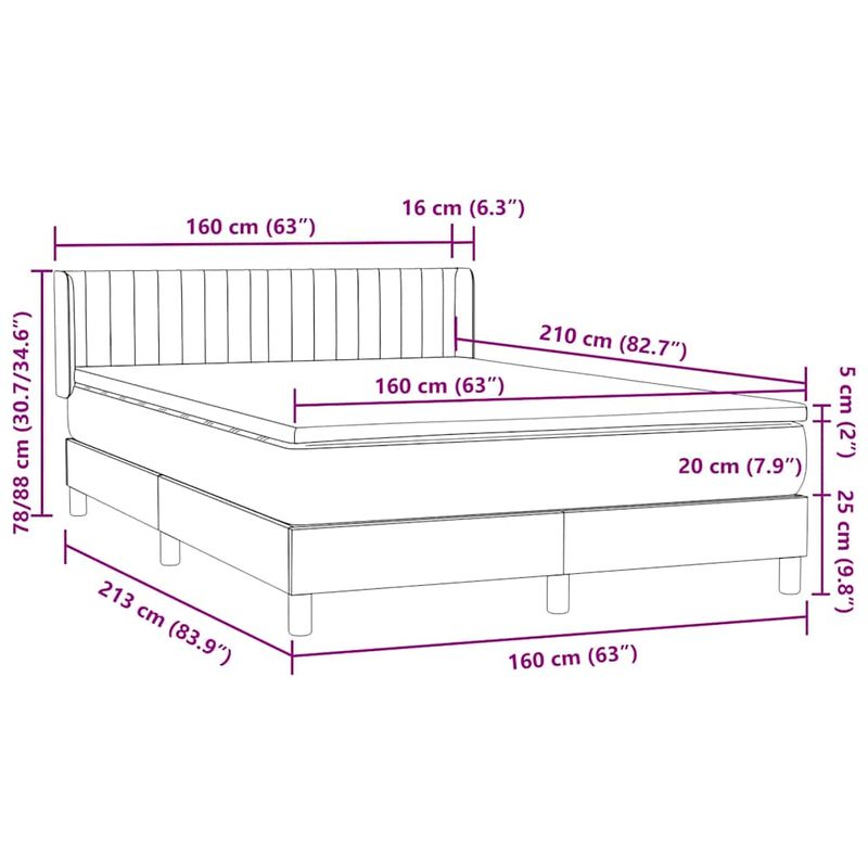 Casa si Gradina - Mobilier - Paturi si accesorii - Paturi - Pat box spring cu saltea, roz, 160x210 cm, catifea - Infinity.ro