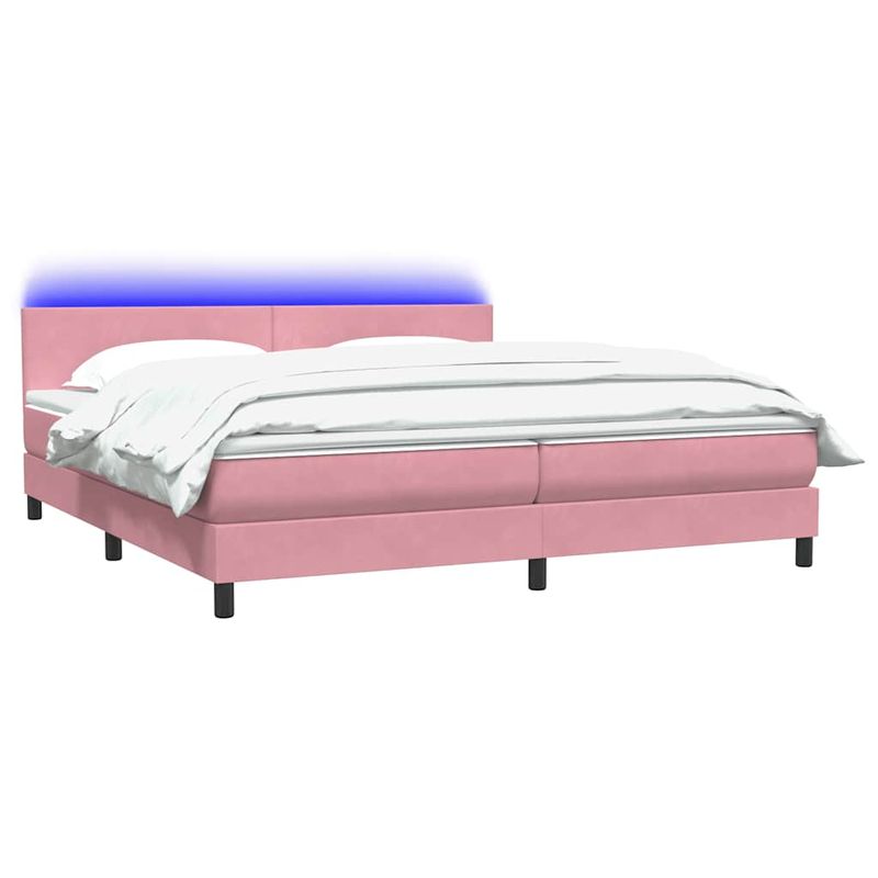 Casa si Gradina - Mobilier - Paturi si accesorii - Paturi - Pat box spring cu saltea, roz, 180x210 cm, catifea - Infinity.ro