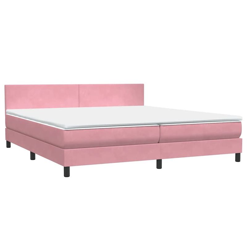 Casa si Gradina - Mobilier - Paturi si accesorii - Paturi - Pat box spring cu saltea, roz, 180x210 cm, catifea - Infinity.ro