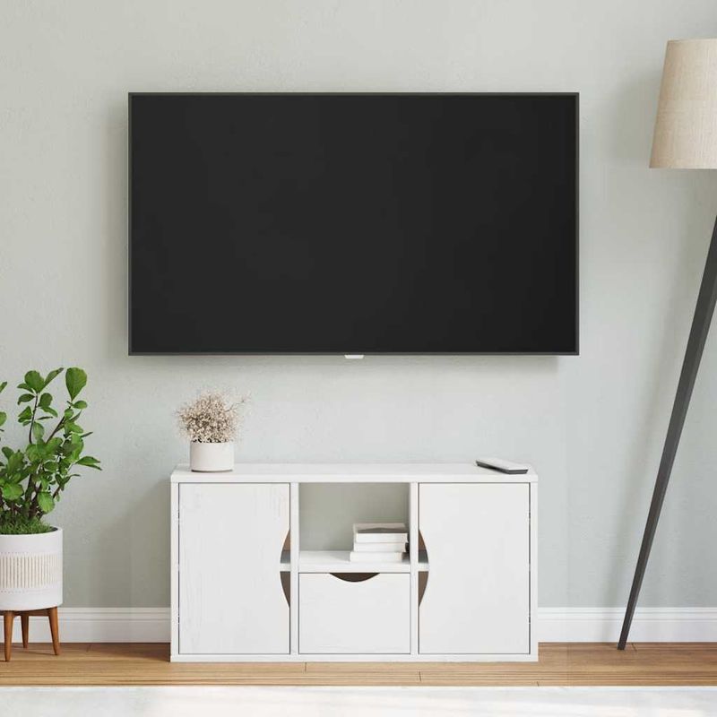 Casa si Gradina - Mobilier - Comode si corpuri - Comode - Dulap TV cu sertar „ODDA” alb 79x24x40 cm lemn masiv de pin - Infinity.ro