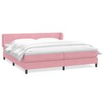 Casa si Gradina - Mobilier - Paturi si accesorii - Paturi - Pat cu arcuri cu saltele roz 180x210 cm catifea, model dungi orizontale - Infinity.ro